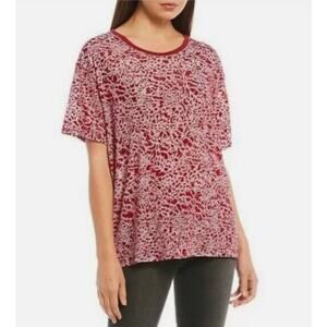 We The Free Shirt Women's Small Teddy Red Velvet Burnout Spotted Semi Sheer Boho